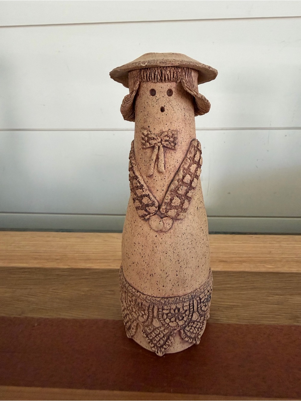 Vintage 1970s Pottery Girl Candle Holder Bud Vase